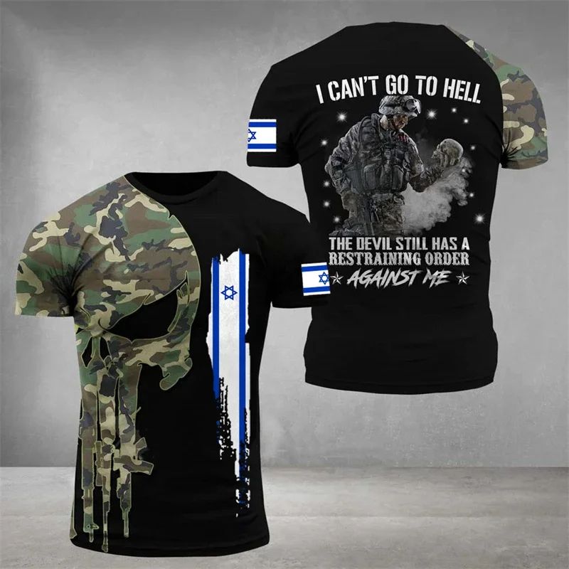 Israel National Flag Tshirts For Men Sportswewar GYM Tactical Tops Camo 3d Printing Israeli Tee Shirt Soldiers Forest Tees 4XL_voghion.com