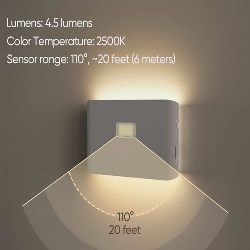 Kustības sensora LED bezvadu nakts gaismas guļamistabas lampa USB uzlādējama enerģijas taupīšanas automātiska pie sienas stiprināma indukcijas lampa_voghion.com
