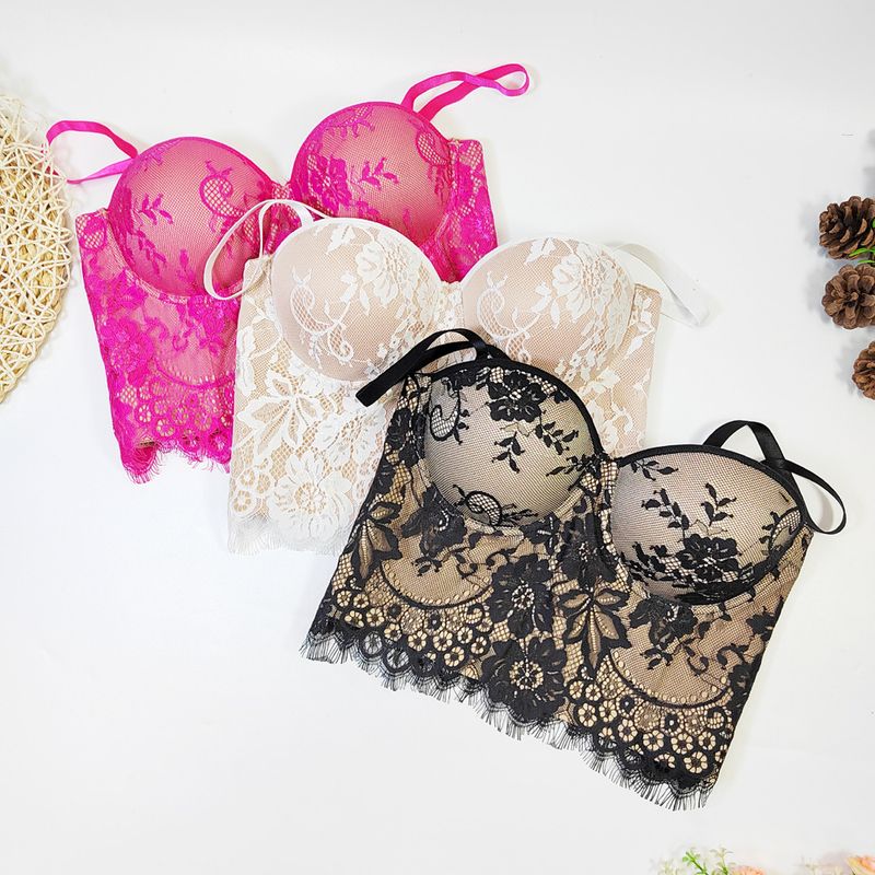 Reggiseno corto con ciglia finte e anello in acciaio, intimo arricciato, top a tubo con colori a contrasto, alla moda e alla moda_voghion.com