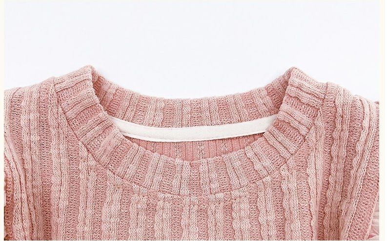 Kinderkleidung Mädchen süßes geblümtes Puffärmel-Top mit Blumen-Denim_voghion.com