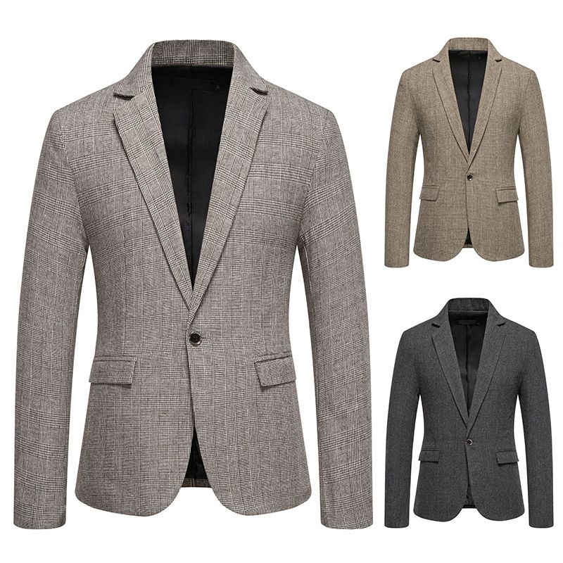 Men's Clothing New Spring And Autumn Men's Woolen Suit Jacket European And American Men's Solid Color Casual Suit Jacket For Outer Wear_voghion.com