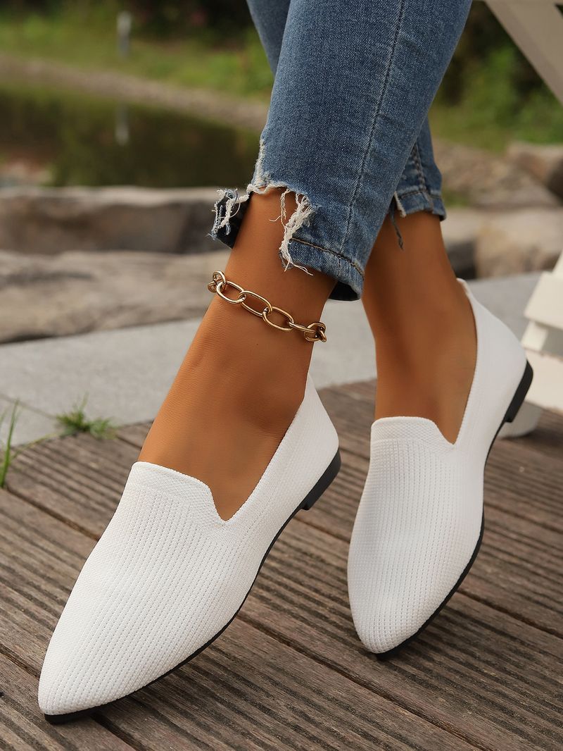 Flache, spitze Zehenpartie in Übergröße für Damen, zum Hineinschlüpfen, flach, atmungsaktiv, für alle Jahreszeiten_voghion.com