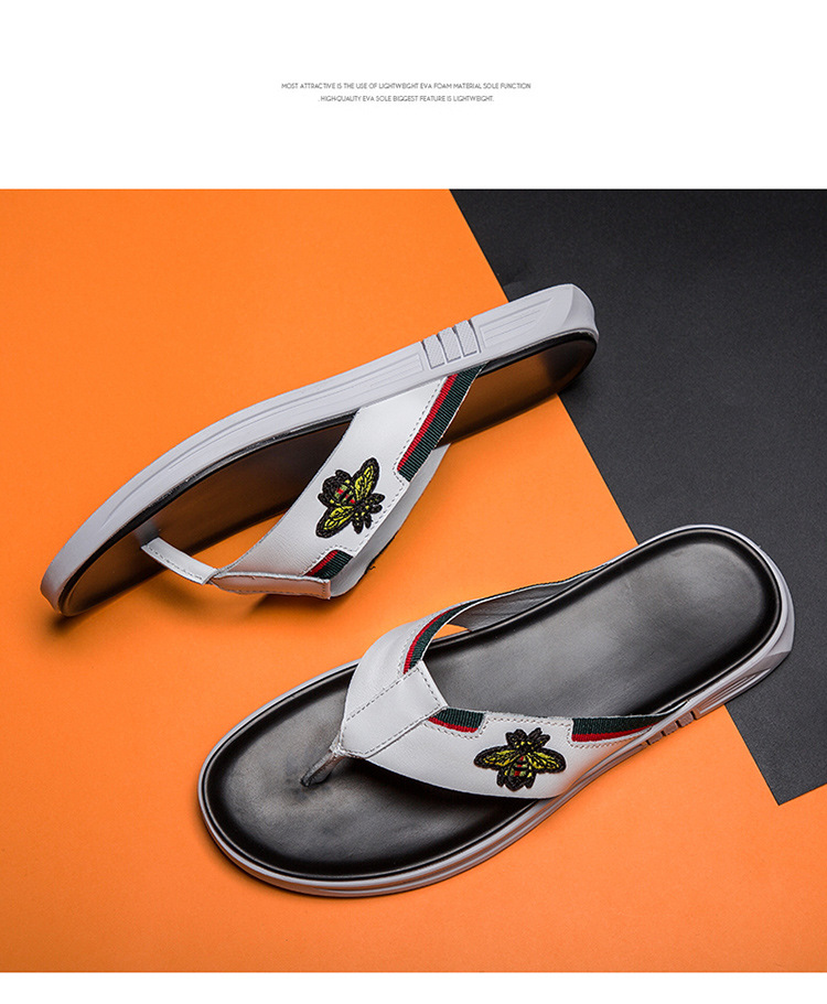 British Trend Summer Flip Flops Genuine Leather Top Layer Cowhide Men's Sandals And Slippers Breathable Casual Outdoor Slippers Wholesale_voghion.com