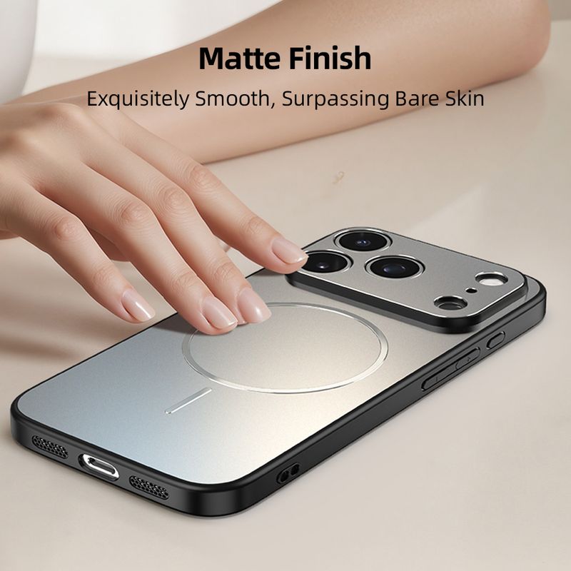 Metallic Paint Magnetic Phone Case For Iphone 17 Air 16 15 14 Pro Max Antifall Airbag Soft Wireless Charge Cover_voghion.com