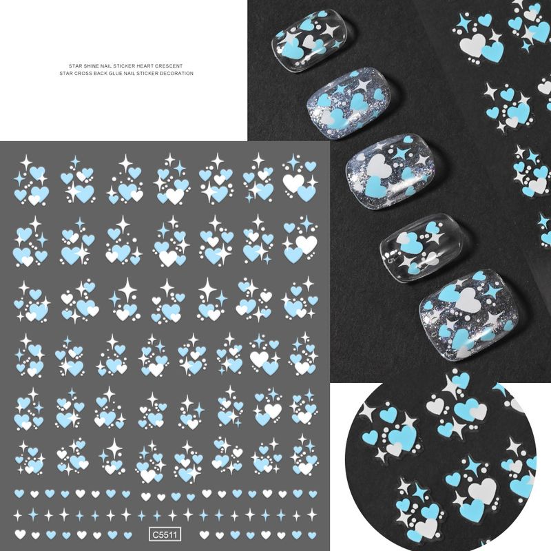 4-in-1 Star Nail Stickers Set - Pink & Blue Stars, Hearts & Fairy Decorations For Nail Art_voghion.com