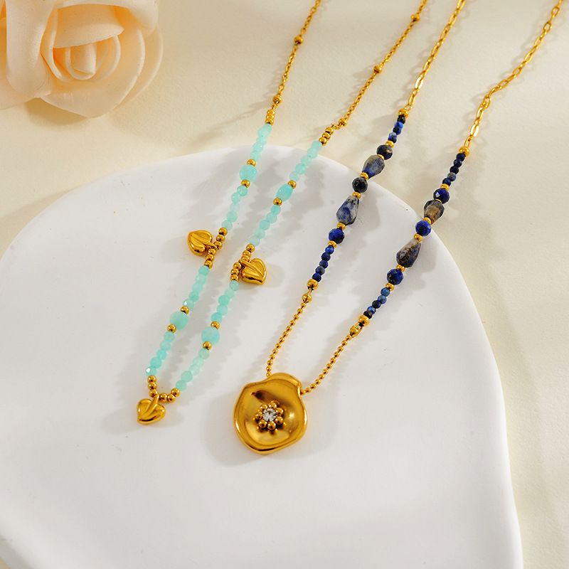 Collana con perline di lapislazzuli naturali, nuova, stile cinese, di alta qualità, con catena per maglioni, stile retrò, tormalina, accessori in pietra naturale per autunno e inverno, per donne._voghion.com