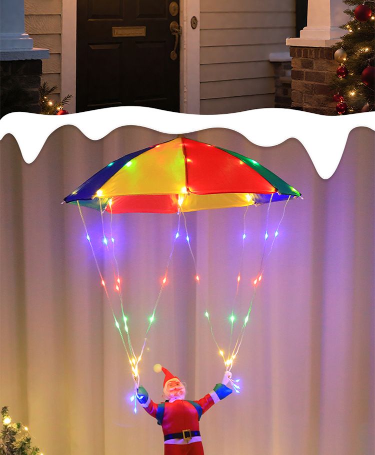 Cross-Border New Product Elderly Courtyard Eaves Hanging Decorative Leather Line Lights Christmas Parachute Light String_voghion.com