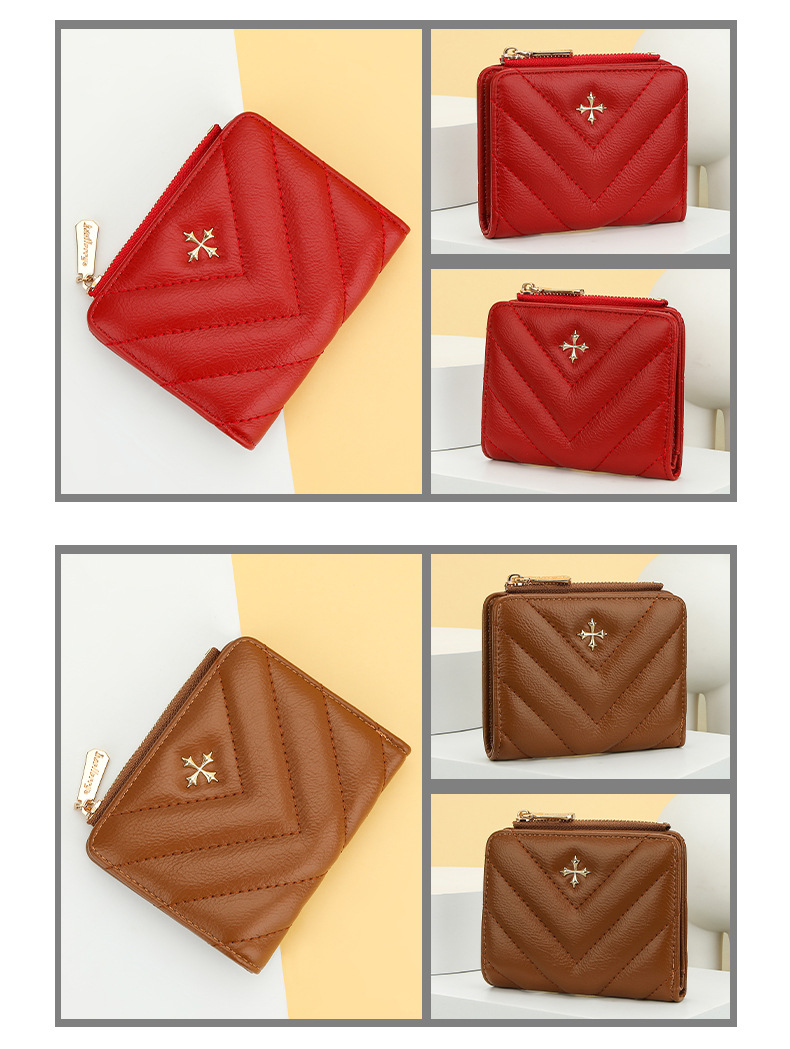Women's wallet short Baellerry version cross flower zipper fashion quilted card holder female_voghion.com