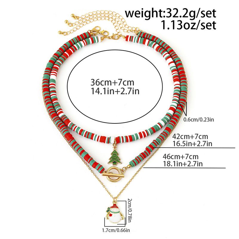 Bijoux Mode argile polymère OT boucle alliage collier 3 pièces Noël vieil homme pendentif chaîne de clavicule_voghion.com