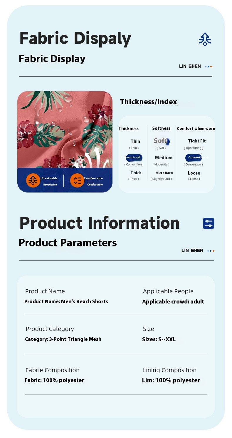 Pantaloni casual estivi stampati, pantaloni da spiaggia in tre parti, pantaloncini da esterno personalizzati ad asciugatura rapida, in rete triangolare, per uomo_voghion.com