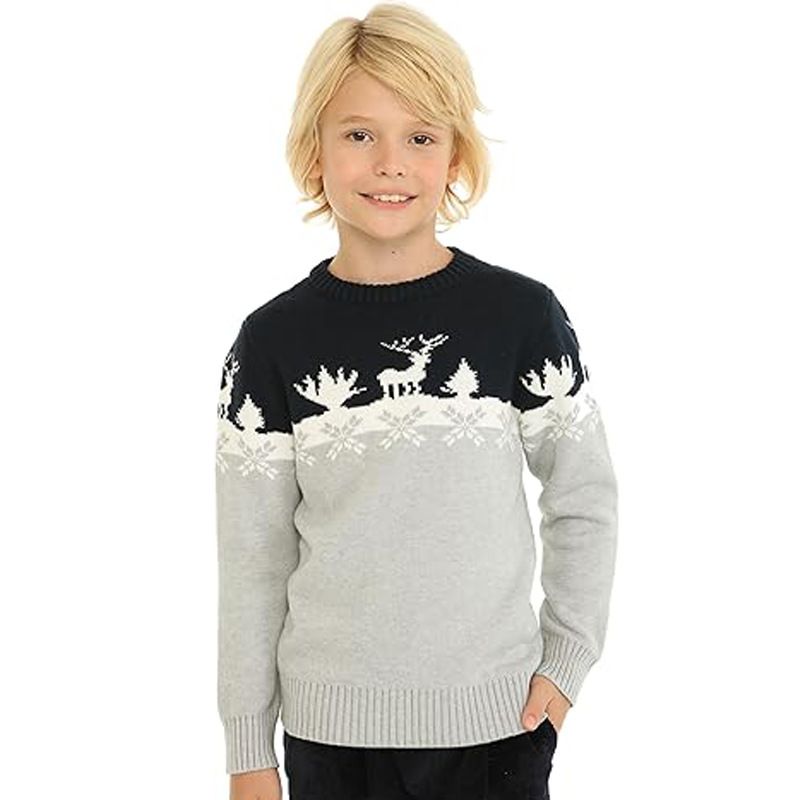 Pull en tricot doux pour enfants, motif dessin animé, unisexe, avec imprimés amusants (100-140 cm)_voghion.com