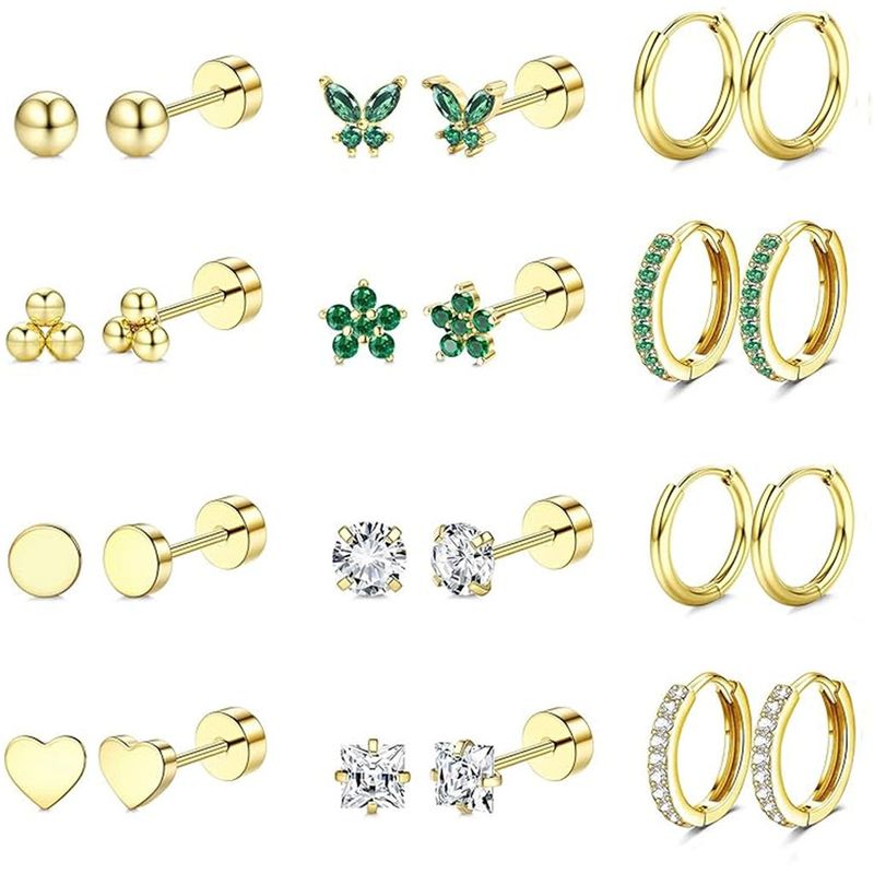 Hot Selling Stainless Earring Set INS Style Niche Fashion Stud Hoop Earrings Titanium Steel Factory_voghion.com