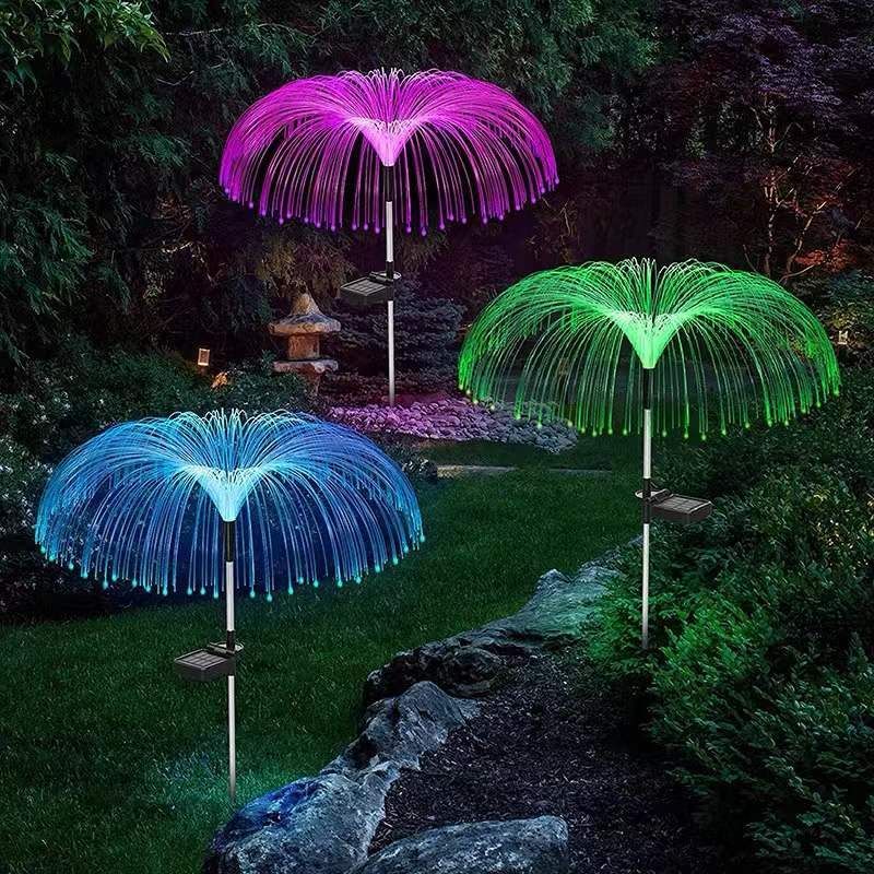 Solar-Quallenlicht – Simulation Glasfaser-Feuerwerk, Garten, Rasen, Erdungsstecker, Weihnachtsdekoration, LED-Landschaft_voghion.com