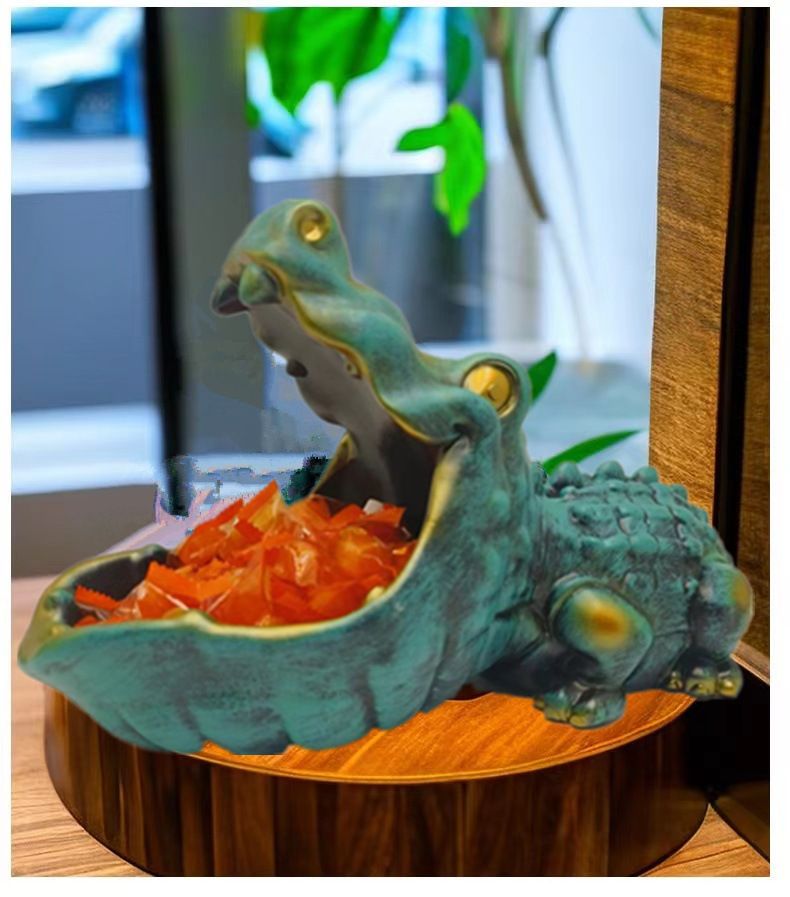 Nordic Entryway Cabinet Ornament Crocodile Animal Craft Personalized Key Candy Storage Living Room Decoration_voghion.com