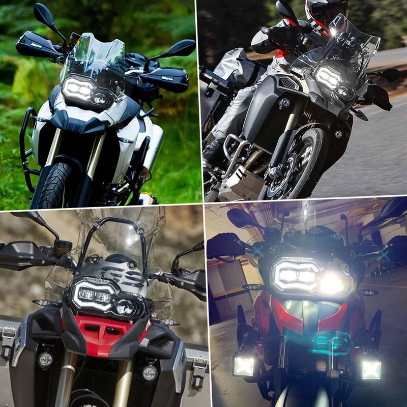 65W LED-Scheinwerfer mit DRL High/Low Halo-Beleuchtung Motorrad-Scheinwerfer für BMW F650GS F700GS F800GS F800R 2006-2018, eingebautes EMC DOT_voghion.com