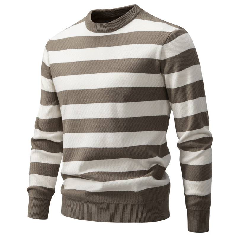 Maglione pullover caldo versatile a righe sottili da uomo, scollo rotondo, 2023, nuovo inverno_voghion.com