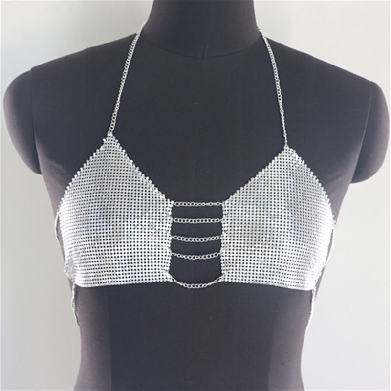 YL2907 Maglia europea e americana con strass intarsiati con paillettes di diamanti, materiale in stoffa, catena metallica appesa al collo, catena del corpo_voghion.com