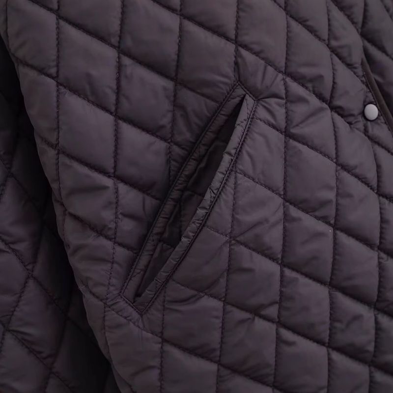 Neue einreihige, rautenförmige, lockere, langärmelige Baumwolljacke für Damen mit Rundhalsausschnitt_voghion.com