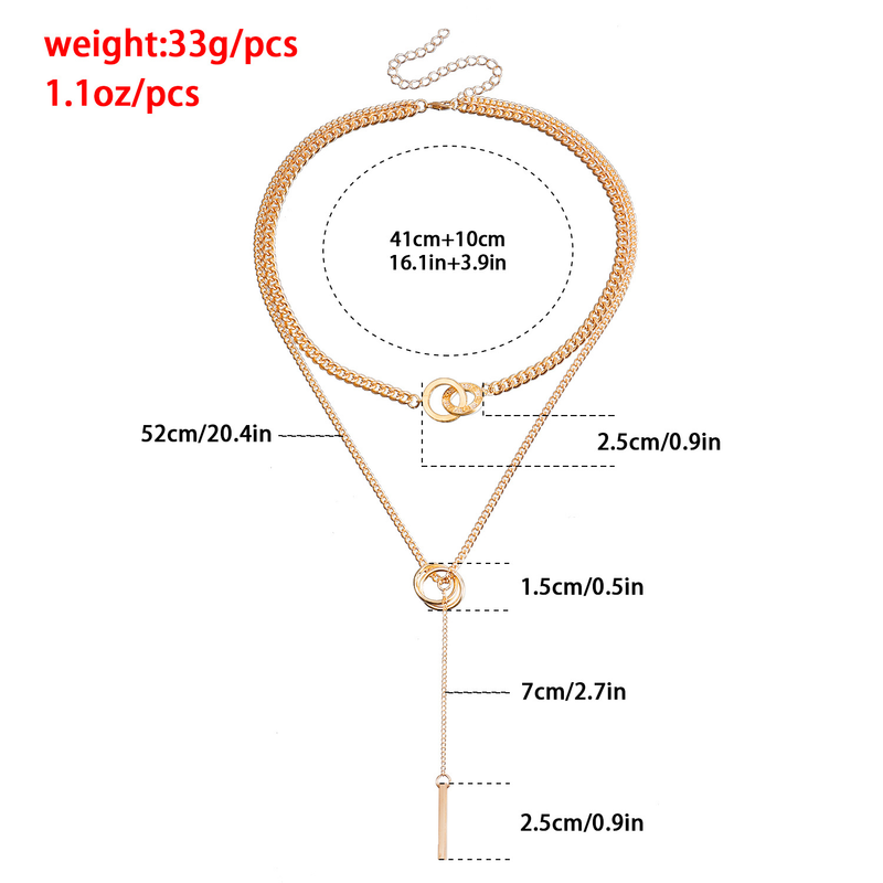 Collier pull Long avec pompon, pendentif Double cercle, longue chaîne, bijoux pour femmes_voghion.com