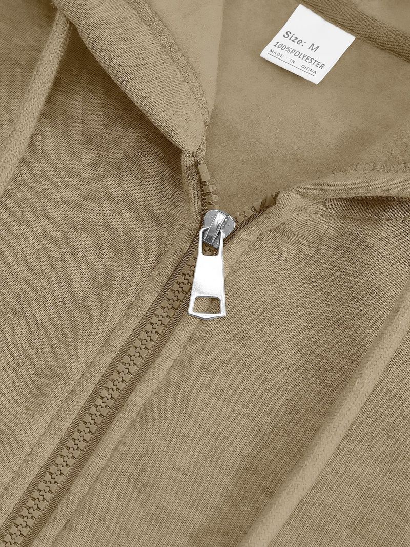 Herrenbekleidung Einfarbig Schweres Retro Frühling Herbst Winter Herren Fleece Top Jacke Einfarbig Reißverschluss Sweatshirt_voghion.com