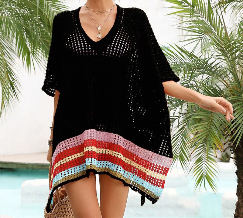 "Women's Loose Beach Cover-Up Knit Crochet Bikini Swimsuit Wrap Lightweight Breathable Summer Boho Style"_voghion.com