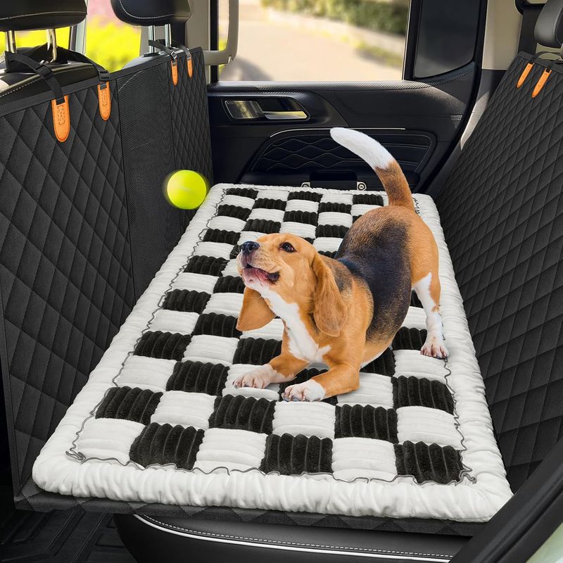 New Plush Mat Pet Thickened Cushion Car Back Seat Plaid Dog Bed Straight_voghion.com