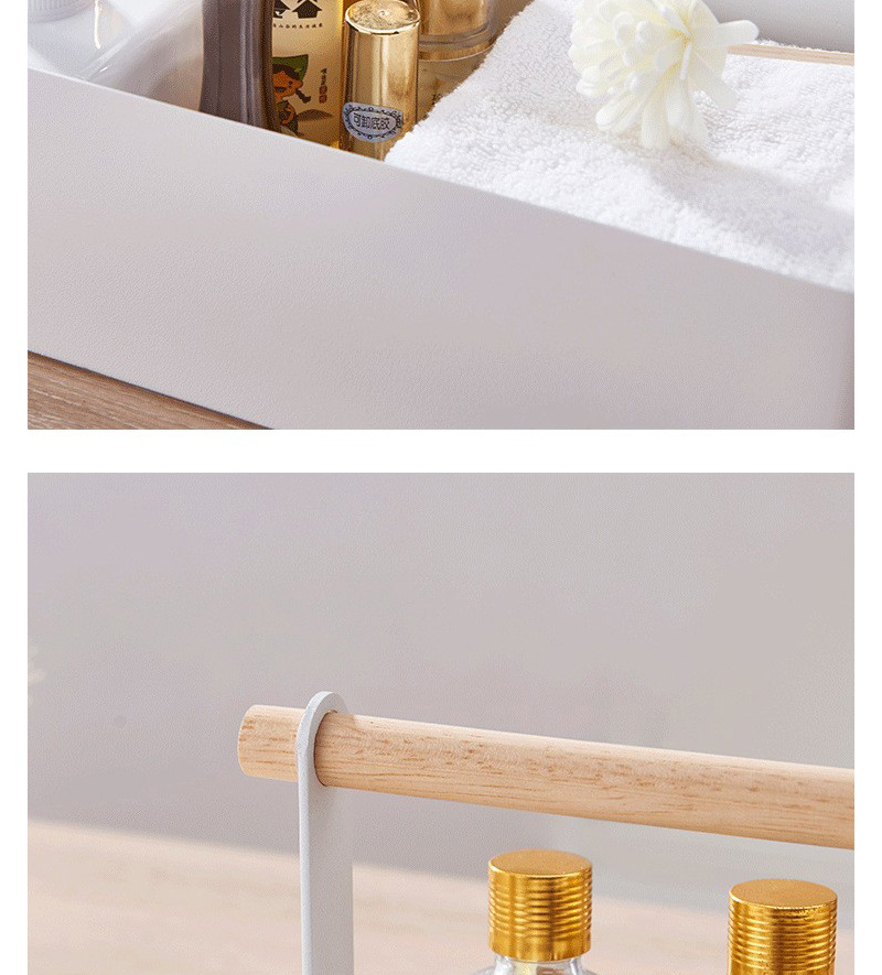Wabi-Sabi Minimalist Iron Storage Box With Wooden Handle | Multi-Functional Organizer For Cosmetics, Snacks & Accessories_voghion.com