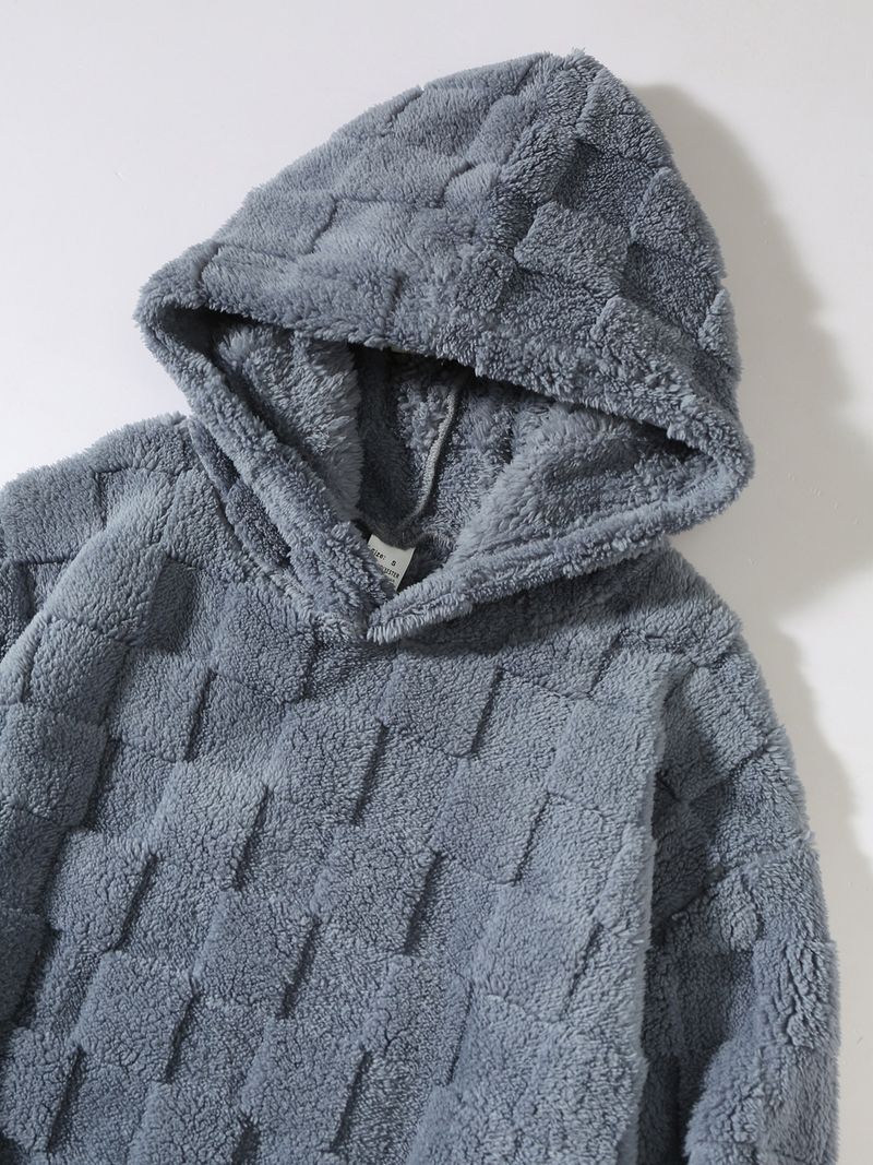 Roupas masculinas outono e inverno novas calças justas de gola redonda manga comprida xadrez pele personalidade terno de duas peças casual masculino_voghion.com