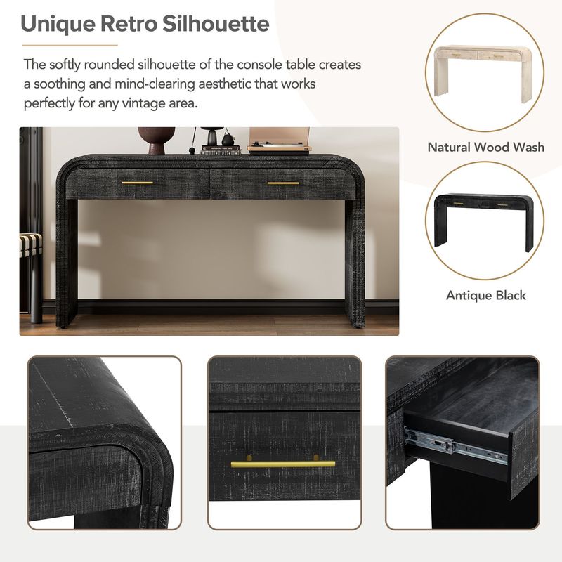 Unique Retro Silhouette Console Table With Open Style,Two Top Drawers For Entrance,Dinning Room,Living Room_voghion.com
