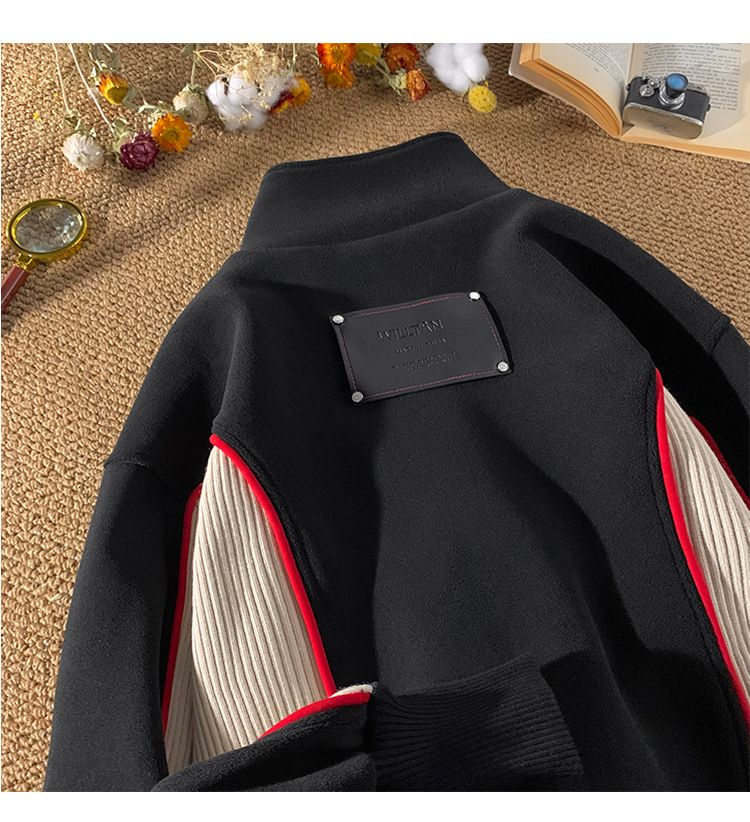 Stylischer Kapuzenpullover mit Stehkragen und halbem Reißverschluss für Herren – trendiges Farbblockdesign, bequemer und atmungsaktiver Polyesterstoff_voghion.com