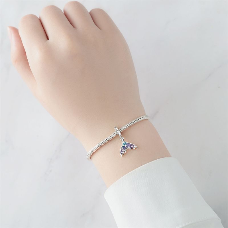 Bijou original en argent sterling 925 pour femme, pendentif queue de poisson en forme de tortue, style océan, accessoires de bijouterie DIY, bracelet à cordon_voghion.com