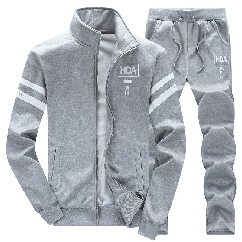 Nuovo set da uomo HDA con giacca sportiva e colletto alla coreana, casual e alla moda, a maniche lunghe_voghion.com