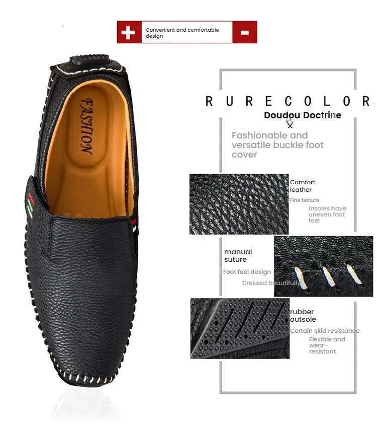 Foreign Trade Handmade Stitched Mark Line Loafers Extra Large Casual Men's Shoes_voghion.com