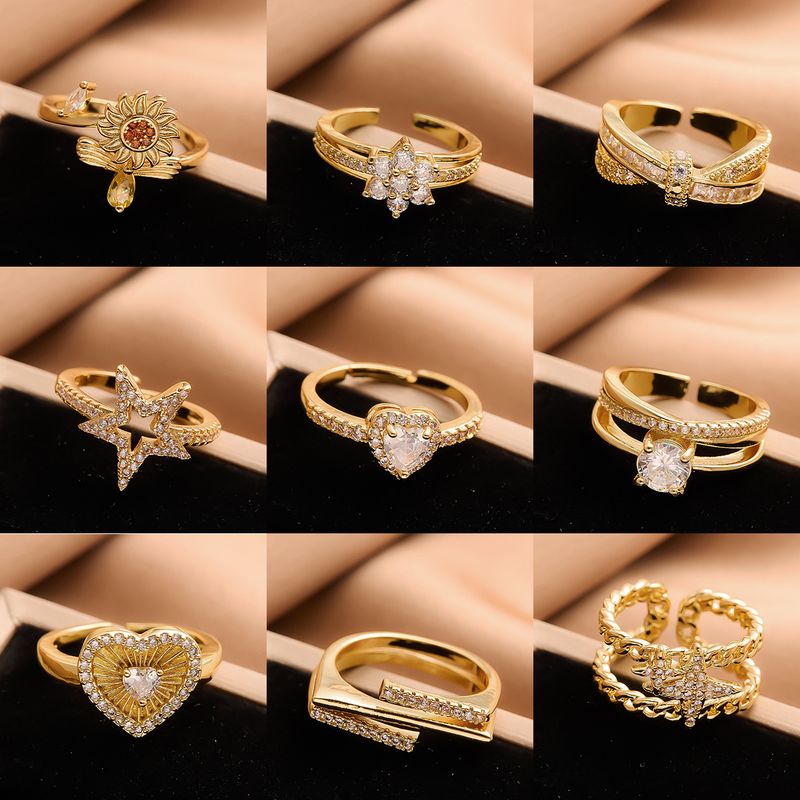 Echt vergoldeter Kupferring für Frauen, Nischen-High-End-Leichtluxus, lichtechter offener Ring, Ins-Stil_voghion.com