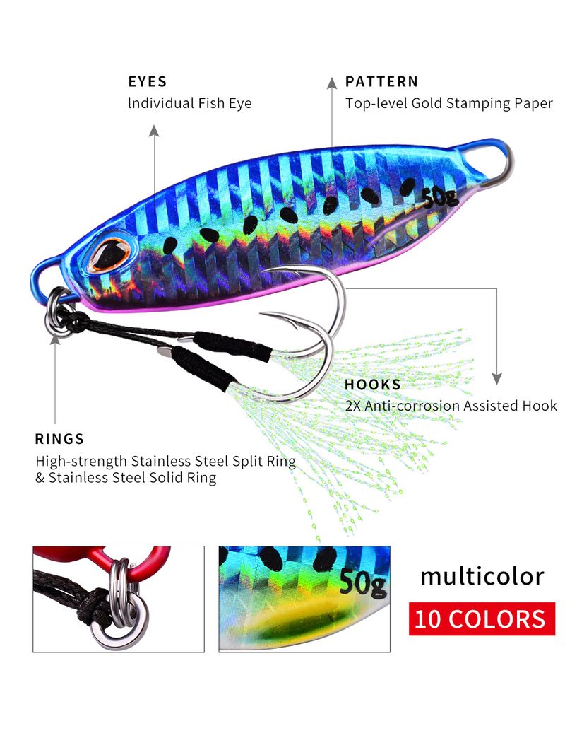 Esca per la pesca a lancio lungo, affondamento, simulazione dura, 10 colori, esca per pesci in piombo, piastra in ferro, attrezzatura da pesca a jigging lento_voghion.com