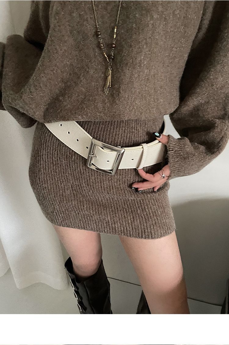 Spring And Summer New Korean Version Women's Wide Belt Anti-suede Imitation Suede Square Pin Buckle Belt Waist Seal With Coat Simple_voghion.com