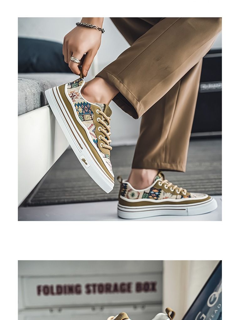 New Summer 2024 Breathable Canvas Men's Fashion Printed Student Korean Edition Trendy Casual Versatile Board Shoes Men_voghion.com