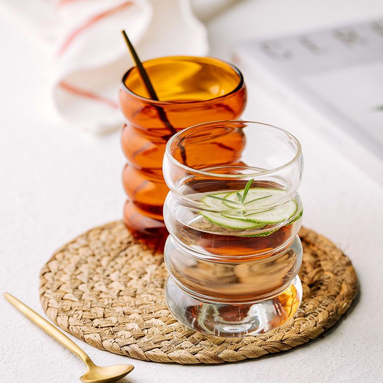 Taza de café de vidrio de borosilicato de estilo nórdico, taza creativa de arte abstracto retro, taza de vidrio resistente al calor_voghion.com