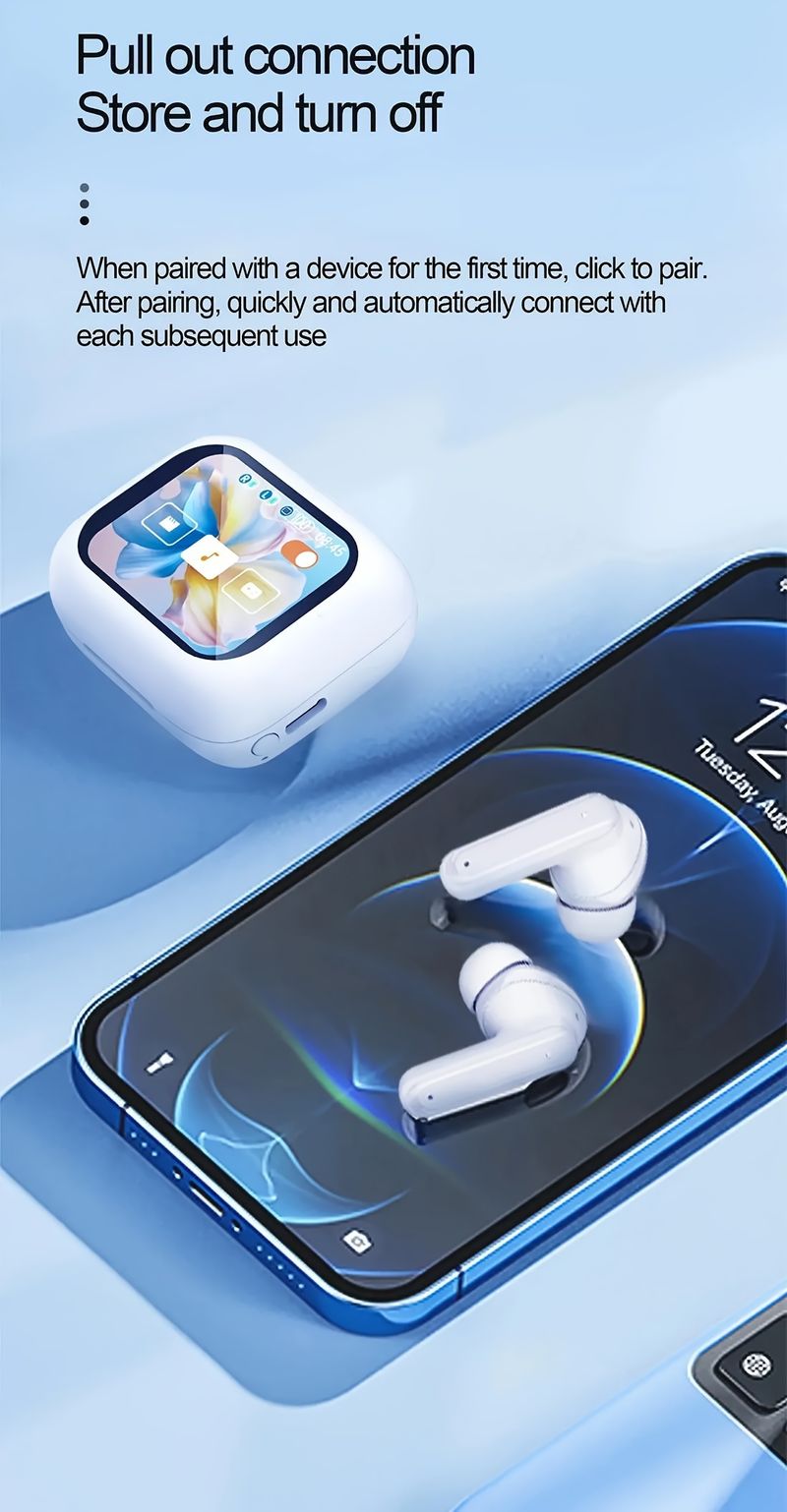 Neu aufgerüstete Smart-LCD-Touchscreen-Kopfhörer, mehrsprachiges Umschalten zwischen Chinesisch und Englisch, eingebautes Mikrofon, intelligenter Schalter zur Rauschunterdrückung_voghion.com