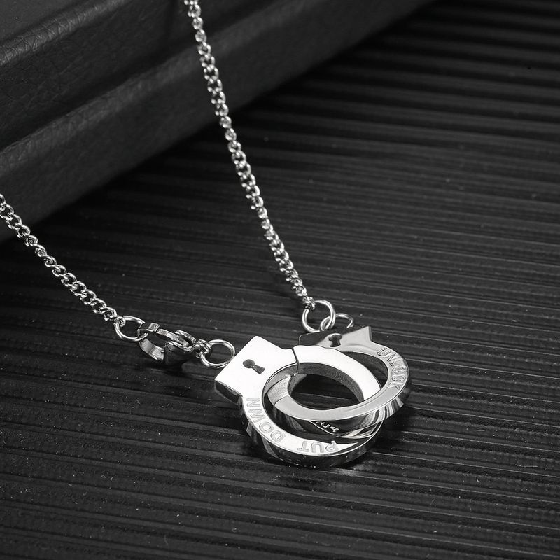 Collana con manette e catena per maglione da uomo, stile retrò, con lettere di fede incise, stile PUT DOWN_voghion.com