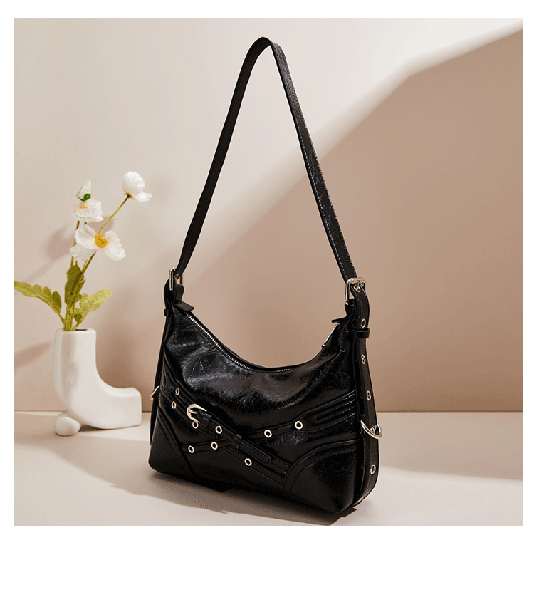 Borsa a tracolla monospalla sottobraccio piccola e versatile da pendolare, stile Spicy Girl, 2024, design motociclistico_voghion.com