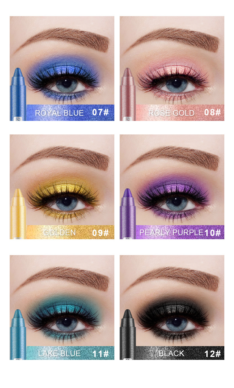 12-Piece Eyeshadow Pencil Set With Pearlescent Finish - Includes Sharpeners, Professional Eyeshadow Makeup Kit_voghion.com