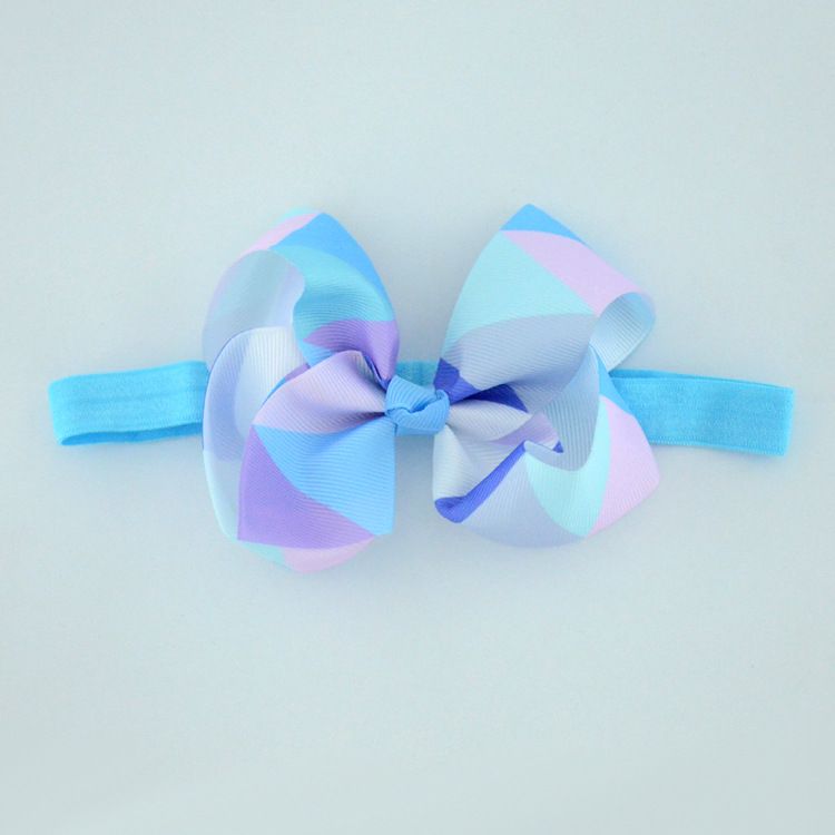 Europäische und amerikanische Kinderhaar-Accessoires Farbverlaufsbogen-Stirnband Geripptes Band Knopfknoten Baby-Stirnband Kopfschmuck_voghion.com