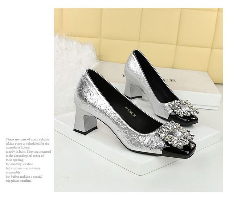 5299-K90 Wind Autumn/Winter New Women's Shoes Coarse Middle Heel Square Head Splicing For Slimming Single Shoe Water_voghion.com