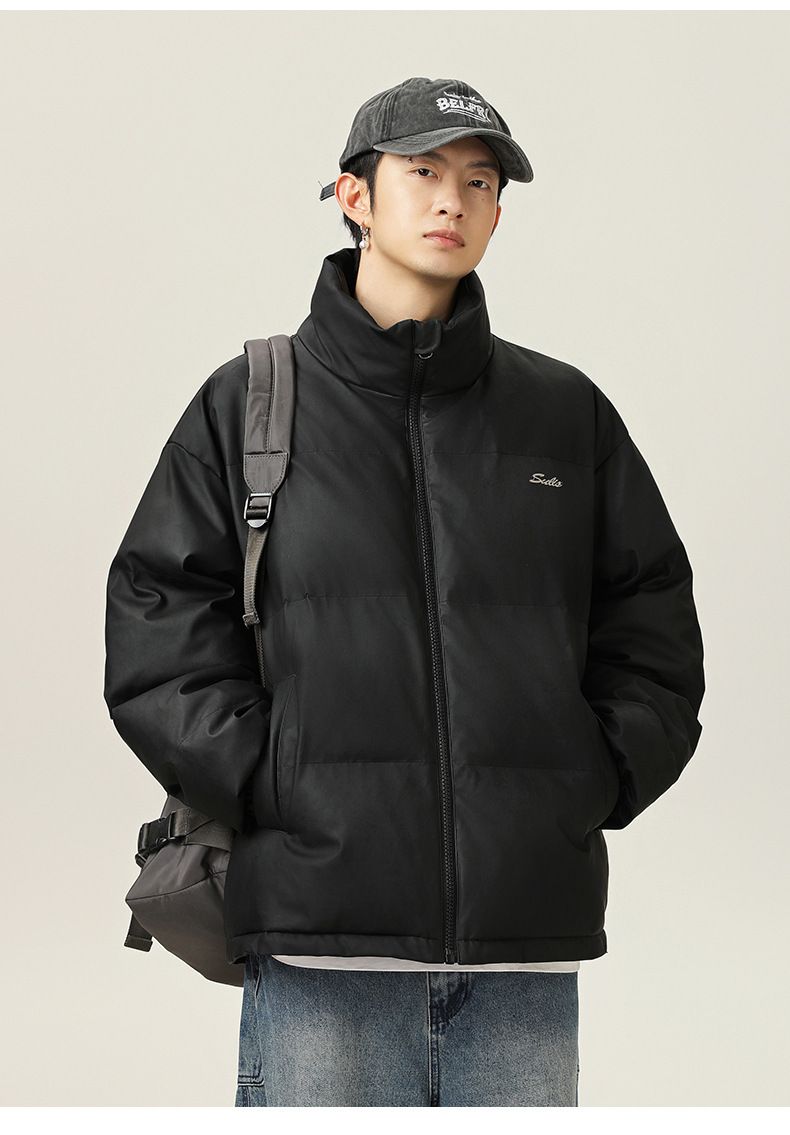 Retro PU Leather Puffer Jacket – Short Quilted Coat With Stand Collar For Winter, Streetwear & Unisex Style_voghion.com