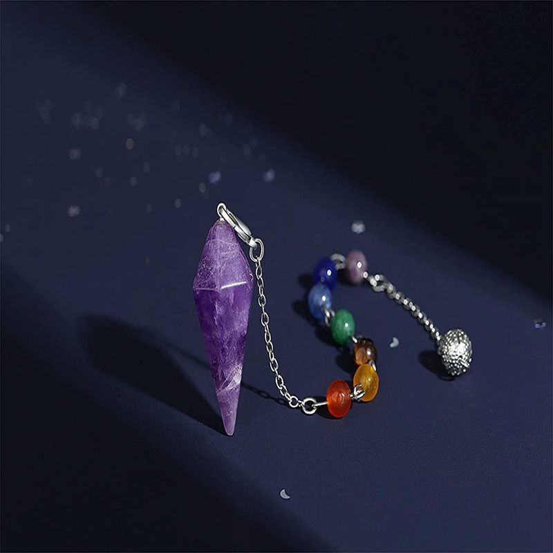 25 mm Rosenquarz & Amethyst Sechseck-Anhänger - Natürliches Pyramiden-Kristall-Pendel mit Sterling-Silberkette, für Liebe & spirituellen Heilungsschmuck_voghion.com