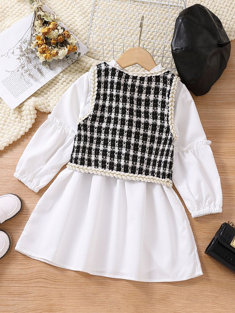 2024 Autumn Small Fragrant Style Vest Lace Collar Loose Temperament Dress without Hat_voghion.com