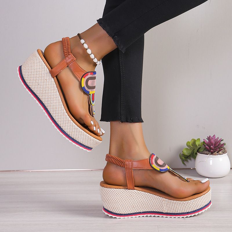 New Fashion Trend Pinched Elastic Platform Platform High Heel Comfortable Plus-size Sandals_voghion.com
