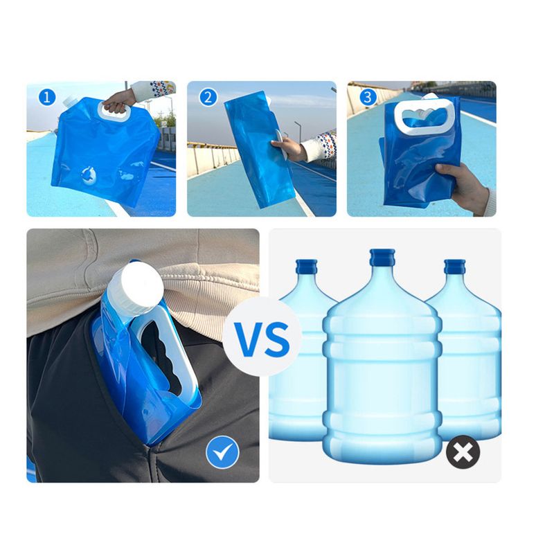 Outdoor Large Capacity Portable Folding Car Mountaineering Faucet 10L Plastic Bucket Camping Water Bag_voghion.com