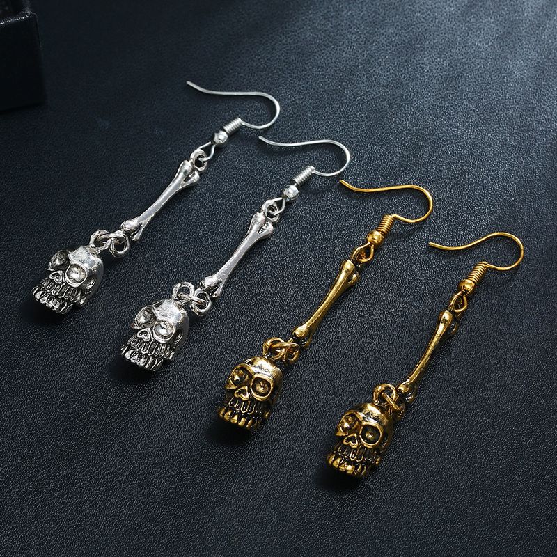 Accessories Hot-Selling Personality Exaggerated Alloy Skull Bone Earrings_voghion.com